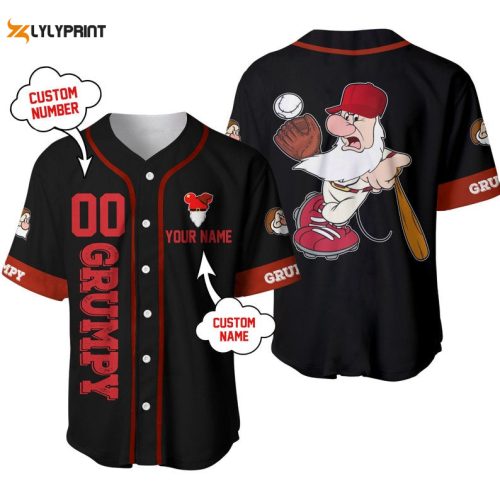 Personalized Grumpy Dwarf In Snow White Disney All Over Print Baseball Jersey