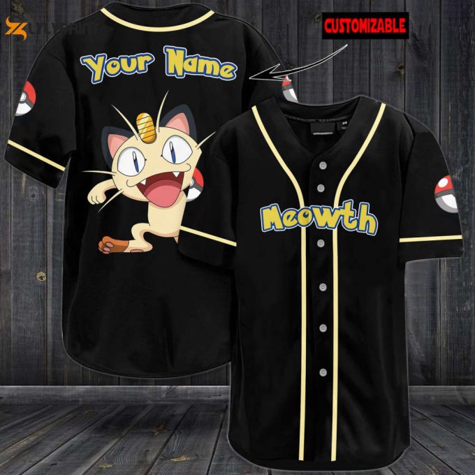 Personalized Meowth Baseball Jersey