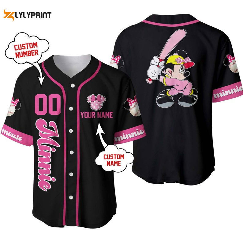 Personalized Minnie Mouse Playing Baseball All Over Print Baseball Jersey – Gift for Men Women Personalized Minnie Mouse Playing Baseball All Over Print Baseball Jersey – Gift for Men Women