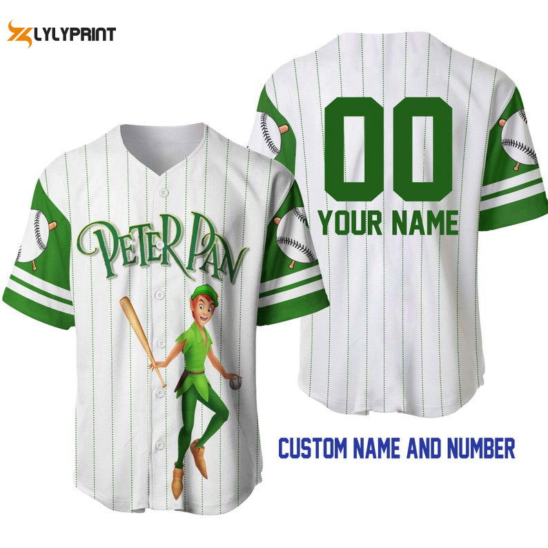 Personalized Peter Pan All Over Print Pinstripe Baseball Jersey – Gift for Men Women Personalized Peter Pan All Over Print Pinstripe Baseball Jersey – Gift for Men Women