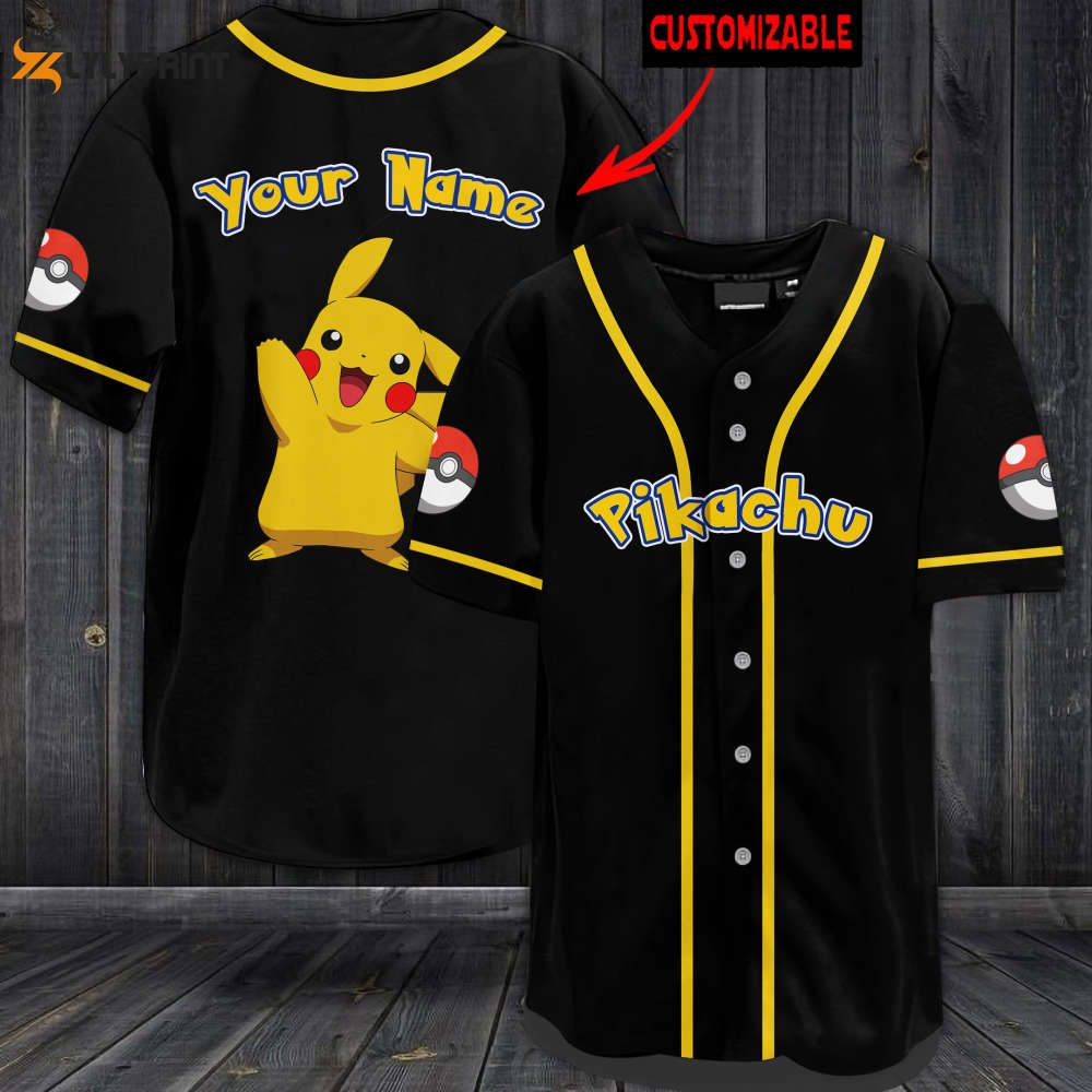 Personalized Pikachu Baseball Jersey Personalized Pikachu Baseball Jersey