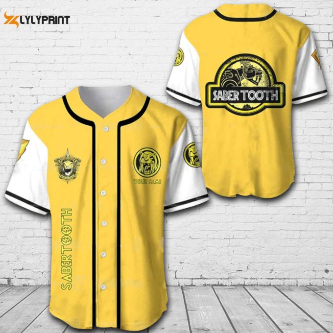 Personalized Saber Tooth All Over Print Unisex Baseball Jersey