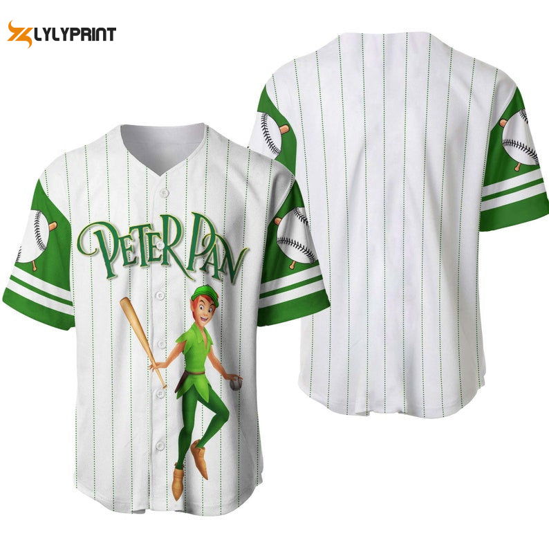 Peter Pan All Over Print Pinstripe Baseball Jersey – Gift for Men Women Peter Pan All Over Print Pinstripe Baseball Jersey – Gift for Men Women