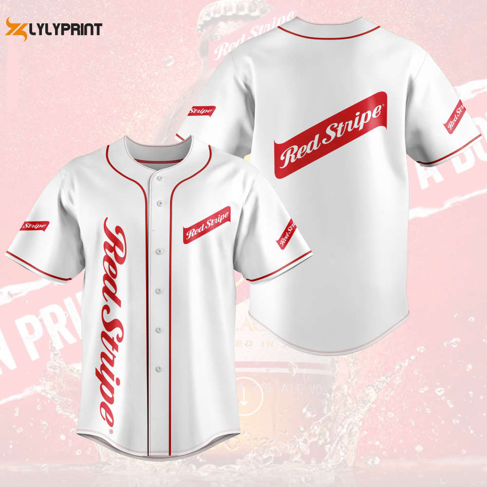 Red Stripe Beer Baseball Jersey Red Stripe Beer Baseball Jersey