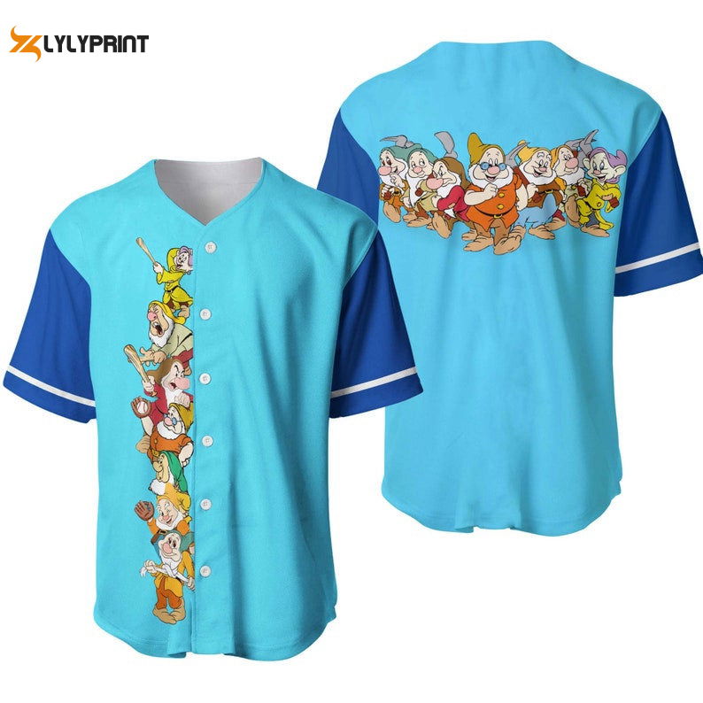 Seven Dwarfs Snow White All Over Print Baseball Jersey Seven Dwarfs Snow White All Over Print Baseball Jersey