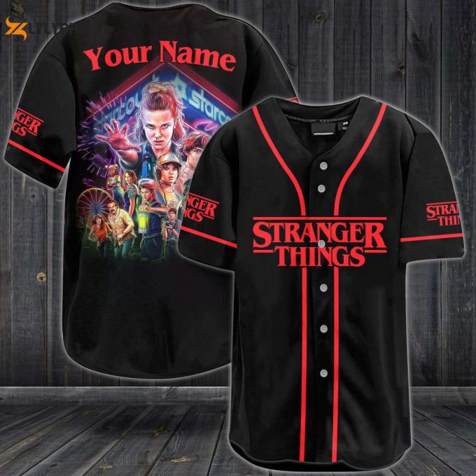 Stranger Things Characters All Over Print Unisex Baseball Jersey