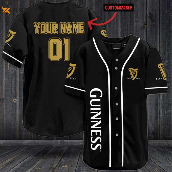Custom Guinness Beer Baseball Jersey: Personalized Gift for Men & Women