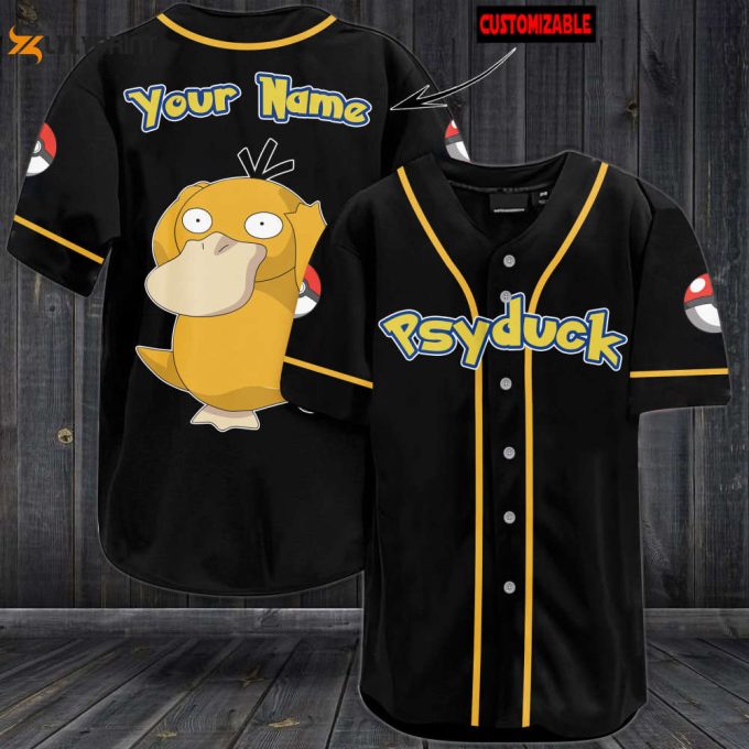 Personalized Psyduck Baseball Jersey