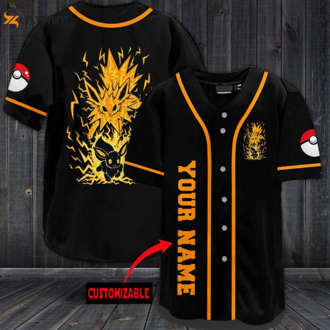 Personalized Yellow Eevee Baseball Jersey